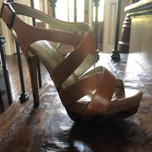 Jessica Simpson high heel brown leather dress shoe